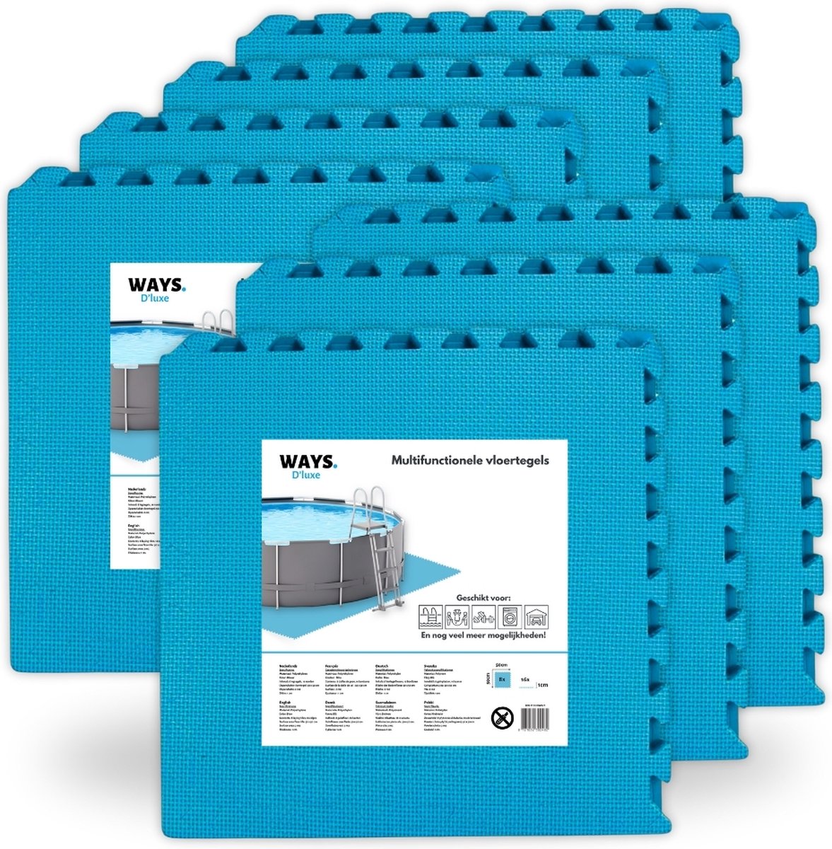 WAYS Dluxe - Voordeelpakket - Vloertegel - Blauwe zwembad tegels - 56 tegels - 50 x 50 cm - 14 m²